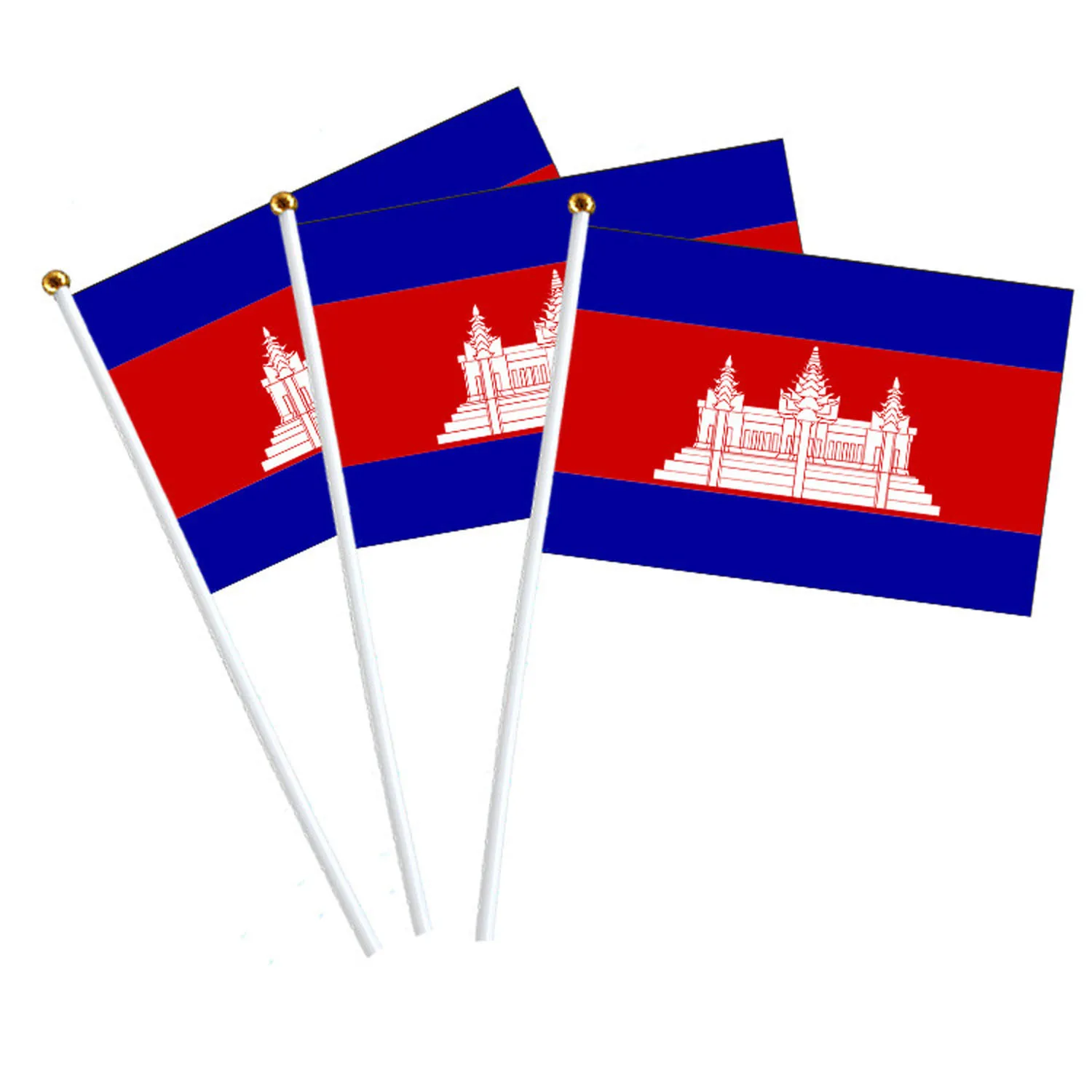 Z-ONE FLAG  Cambodia Hand Flag 14*21cm Cambodian National Flag Hand Held Waving Small Flag Indoor Outdoor Home Decor view 3