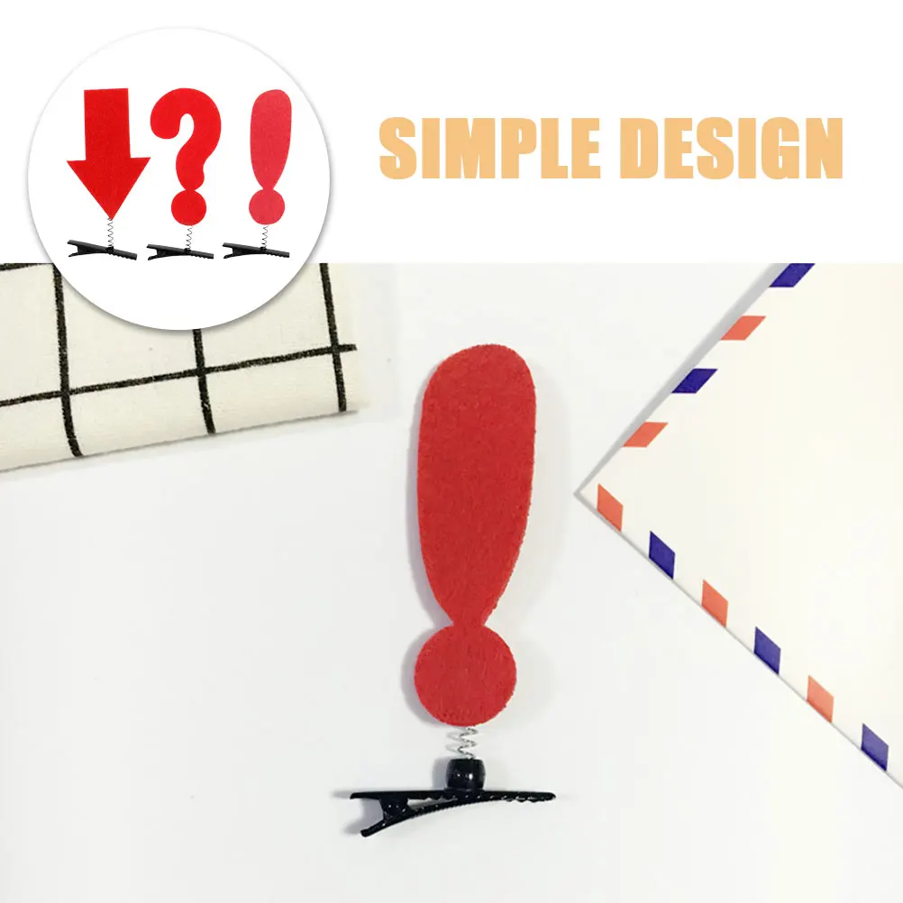 

12 Pcs Photo Hair Clip Girls Headpiece Novelty Cartoon Symbol Mark Hairpin Red Question Arrow Barrette Hair