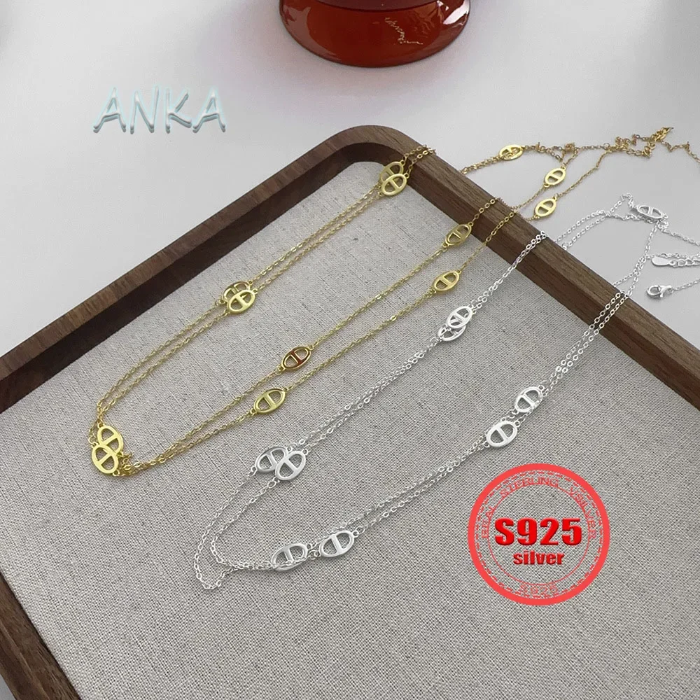 silver 925 necklace pig nose k gold necklace high quality simple geometric collarbone chain jewellery women gold 925 necklace