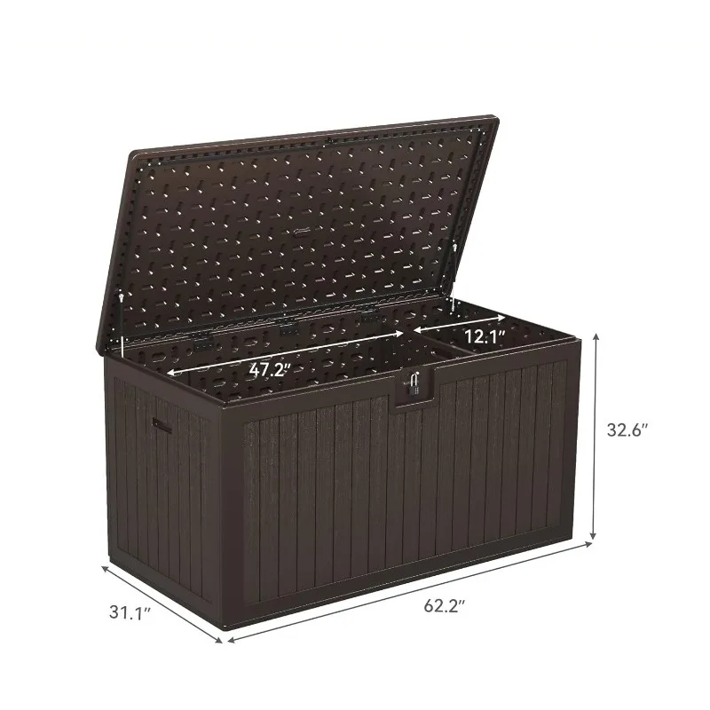 Caja de cubierta grande con divisores y asas laterales, caja de almacenamiento de doble pared para exteriores, cojines para muebles de Patio, resistente al agua, superventas