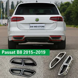 For VW Passat B8 Variant 2015-2019 Rline Rear Exhaust Modification silvery  Chrome Exhaust Diffuser Frame Matte Black body Kit