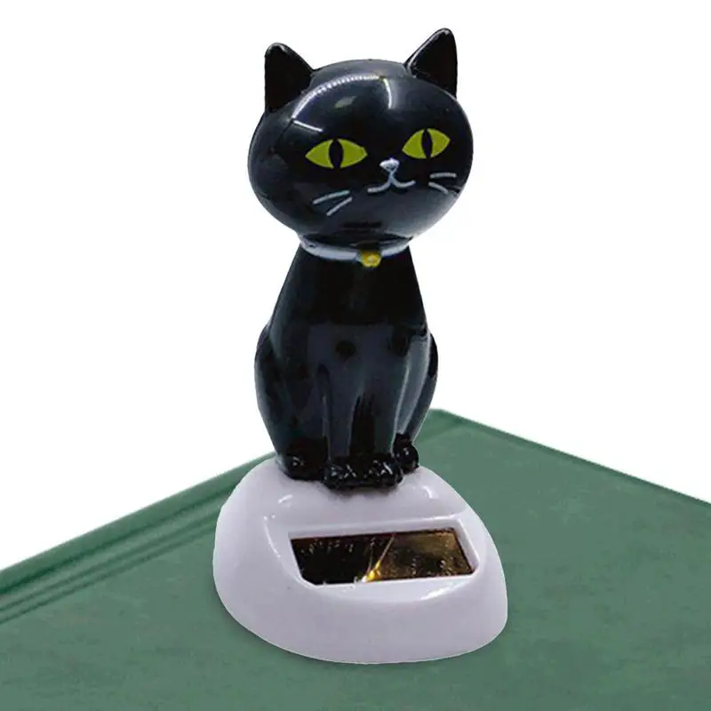 Car Cat Decor Cute Cat Shaking Head Solar Dancing Toys Cat Ornaments Figures Bobble Head Car Decoration Interior Accessories