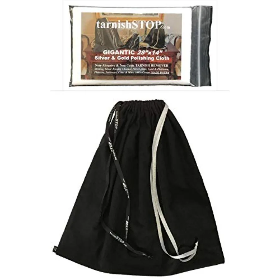 

Save 4.00 TarnishSTOP USA Made Luxury Anti-Tarnish Bag 18"x18" Black Silver Storage Bundle with Tarnish Removal Polishing Cloth