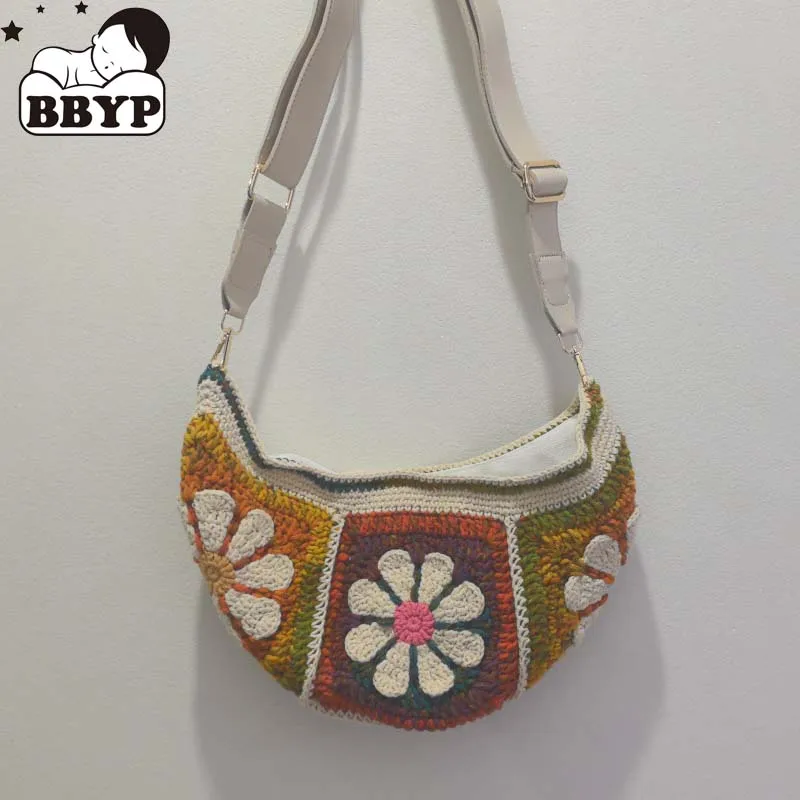 

Вязаная крючком поясная сумка ручной работы с цветочным узором, сумка через плечо, сумка-сеточка в стиле бабушкиных сумок, сумка для мобильного телефона, сумка для ключей, модная сумка-кошелек.