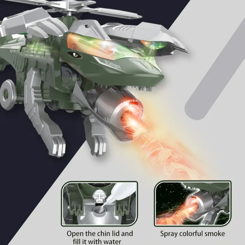 Brinquedo de jato de combate de deformação elétrica com efeito de spray luz led aeronave transformável avião biônico brinquedo interativo criativo