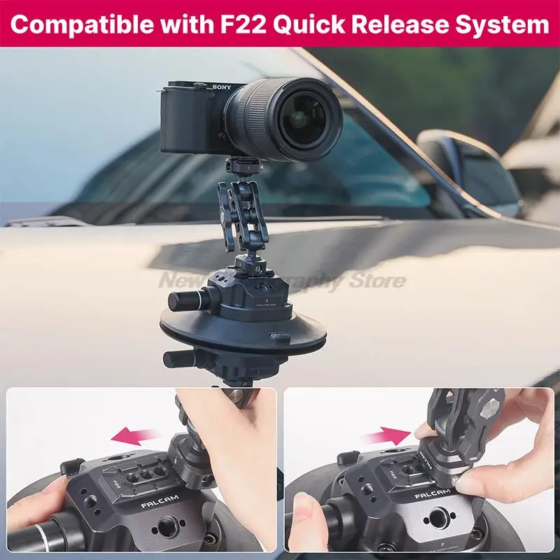 Falcam F22 Quick Release Suction Mount Gopro Camera Cup for Car Travel Holder Stand Barcket for DSLR Action Camera Mount