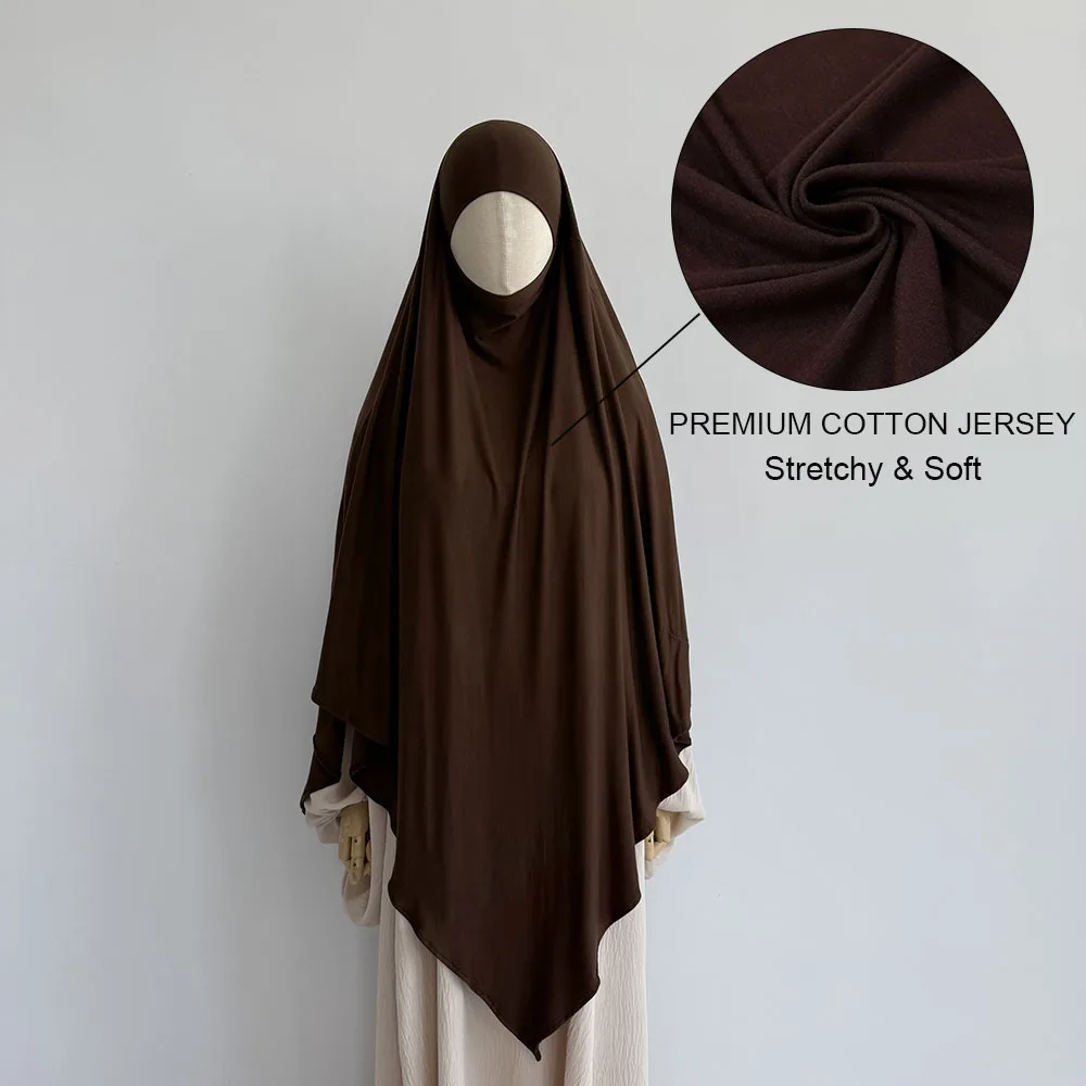 Premium-Baumwolljersey Khimar, dehnbar, leicht, atmungsaktiv, einlagig, Islam, muslimische Frauen, Eid Ramadan, langes Gebet, Hijab Khimar