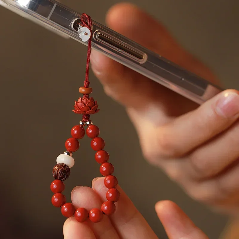 

Натуральная НЕОБРАБОТАННАЯ руда с высоким содержанием Красного песка, Женская цепочка, подвеска в китайском стиле с лотосом ручной работы