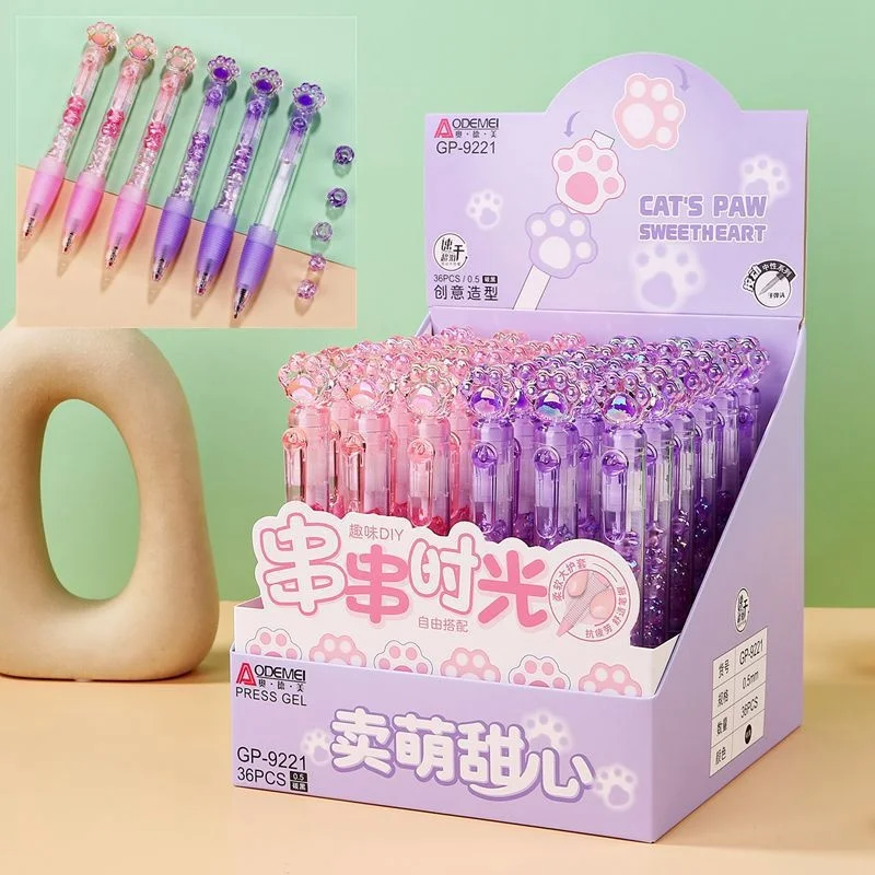 

36pcs/lot Kawaii Cat Paw Press Gel Pen Cute 0.5mm Neutral Pen School writing Supplies Promotional Gift