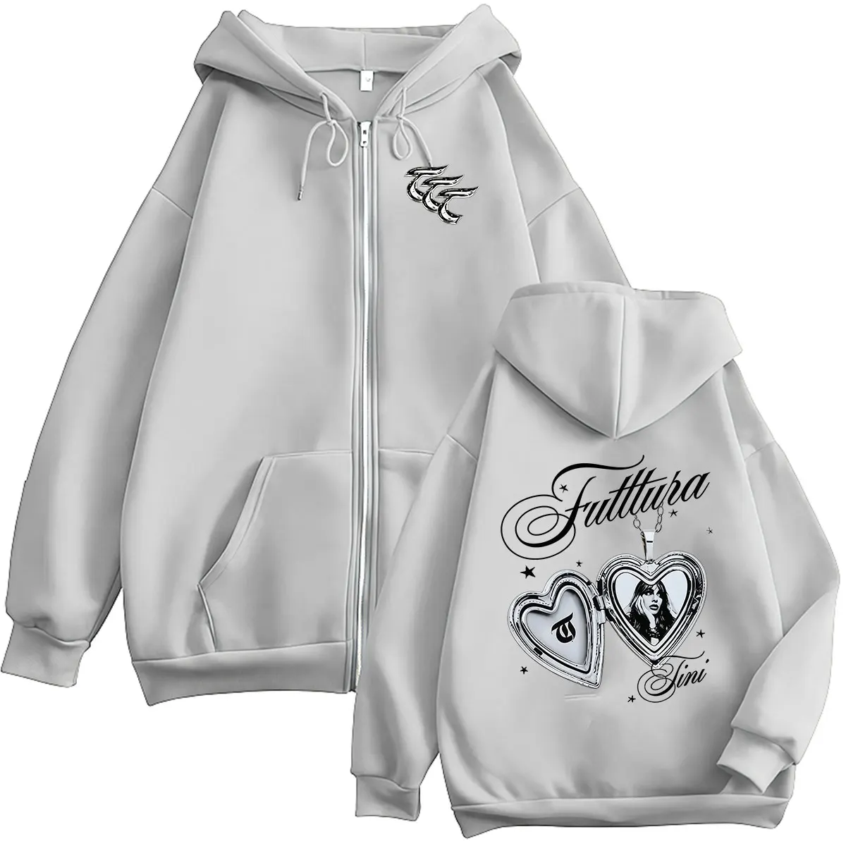 Tini Stoessel Futtura Album 2026 Reißverschluss-Hoodie für Herren und Damen, Fleece, langärmelig, Retro-Sweatshirt, lockere Kleidung, Pullover, Mäntel, Kapuzenpullover – Detail 7