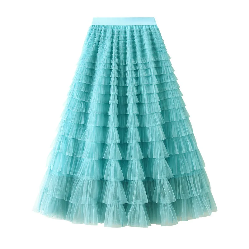 

Mesh Cake Half Skirt for Women Spring and Autumn 2024 New Skirt for Fairy White Yarn Skirt with Hundred Pleats Long Skirt