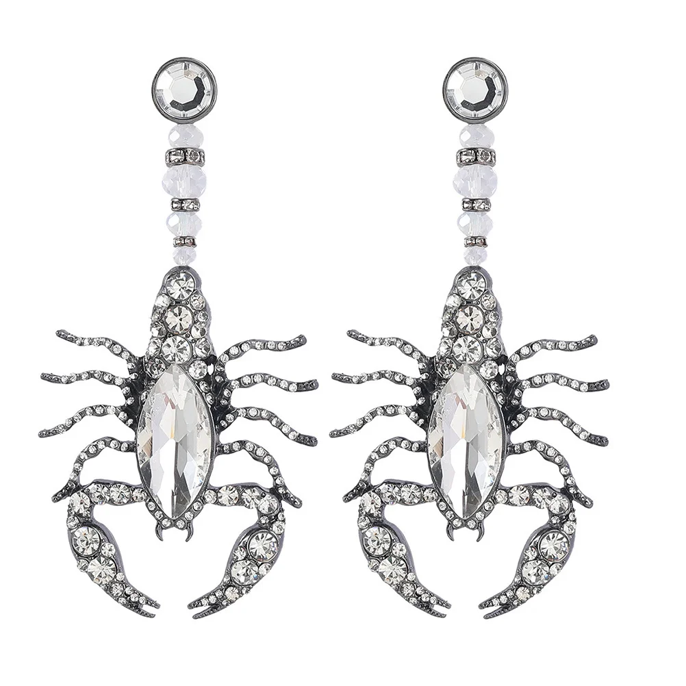 

1Pair Scorpion Earrings Rhinestone Dangle Fashion Jewelry for Women Wedding Prom Halloween Trendy Bling Statement