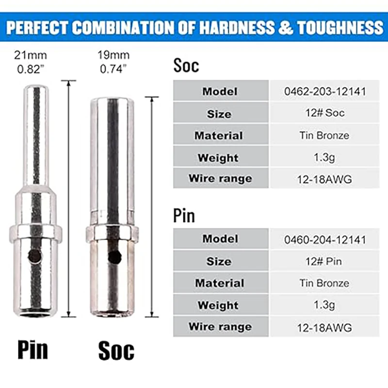 JRready-Solid Contact Size 12 for DTP DTHD HD10 HD30 HDP20 DRB Jiffy Splice Series Connectors,12-14AWG,25A,30 Pairs,ST6294