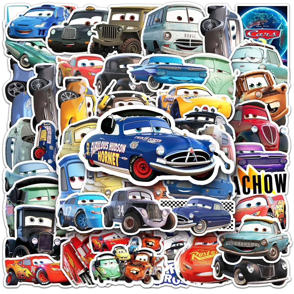 10/30/50 Buah Disney Mobil Kartun Lucu Petir McQueen Stiker Skateboard Motor Laptop Tahan Air Stiker Decal Mainan Anak-anak