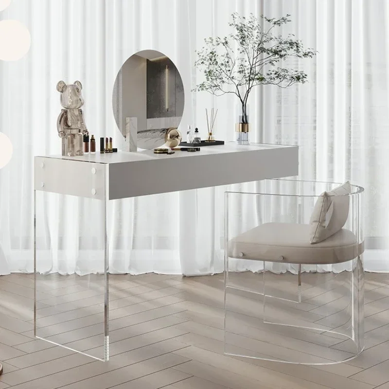 Acrylic Dressers Solid Wood Cabinet Bedroom Simple Design Modern Dressing Tables Makeup Stool With Mirror Minimalist Furniture