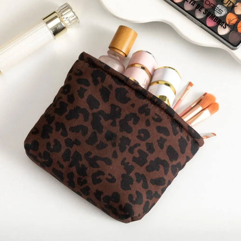 New Leopard Print Makeup Bag Large Capacity Zipper Design Cosmetic Bag Storage Bag Women Girls
