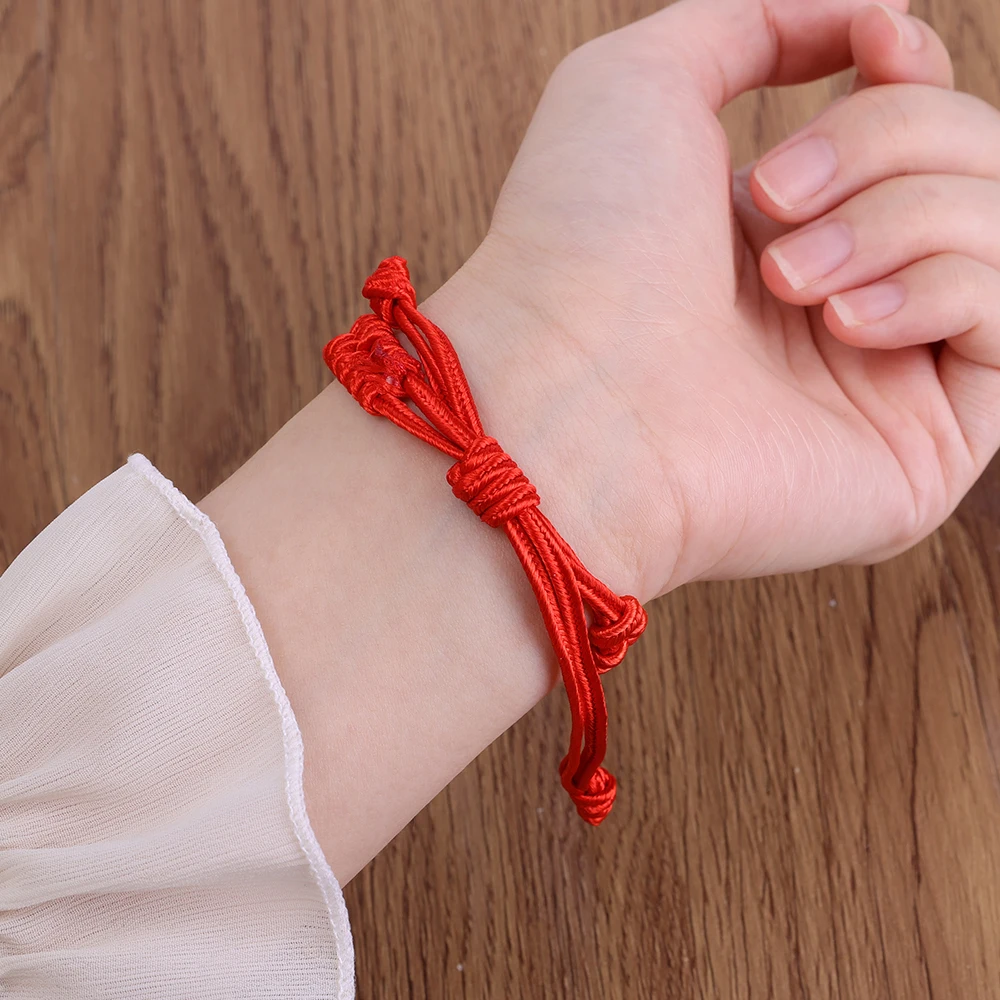 Handmade Braid String Bracelets Red Buddhist Tibetan Woven Rope Good Luck Amulet Bracelet for Women Men Girls Jewelry