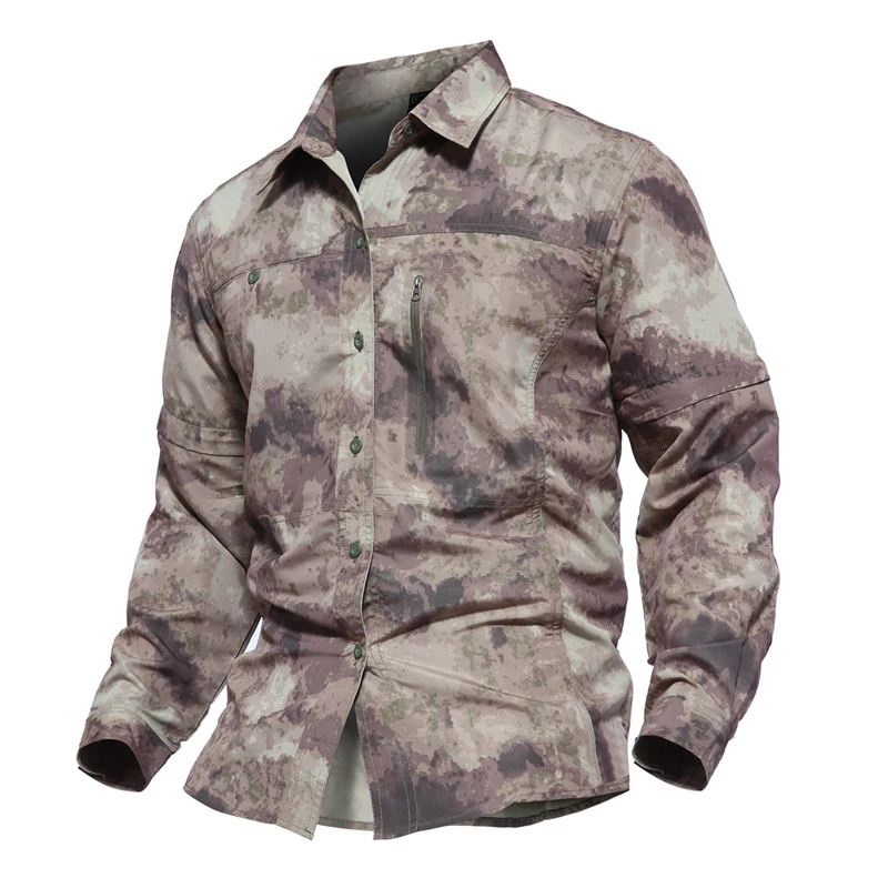 Tactical Shirt Men  Camouflage Shirts Summer Quick Dry Combat Long Sleeve Shirts Outdoor Breathable Hiking Field Tops