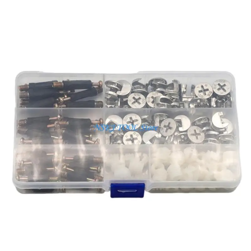 L8RC 108-teiliges Nockenschloss, 3-in-1-Befestigungselemente, Nockenschloss-Befestigungsset, Hardware-Teilesortiment für eine