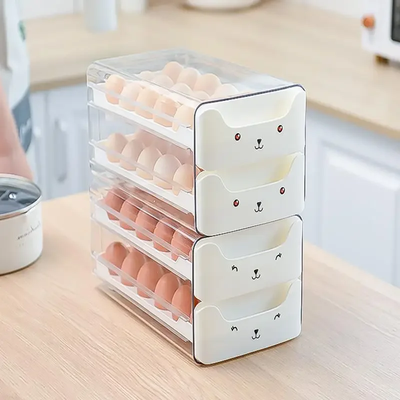 

Double Layer Egg Storage Container with 36 Grids for Refrigerator and Kitchen Drawer Stackable Design Fridge Space Saving