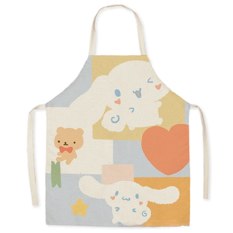 Cute Parent-child Apron Hanging Neck Children's Adult Linen Kitchen Baking New Cartoon Printing Painting Anti-fouling Apron