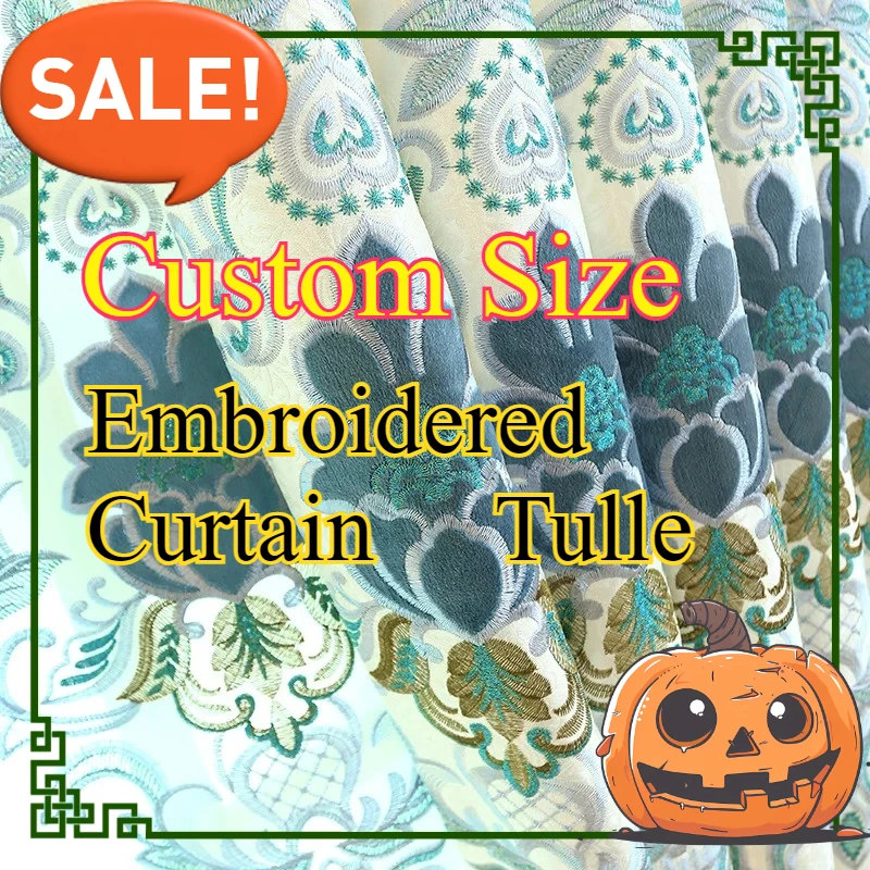 

Jacquard European Curtains for Living Dining Room Bedroom White Embroidery Custom Curtains High Grade Water Solution
