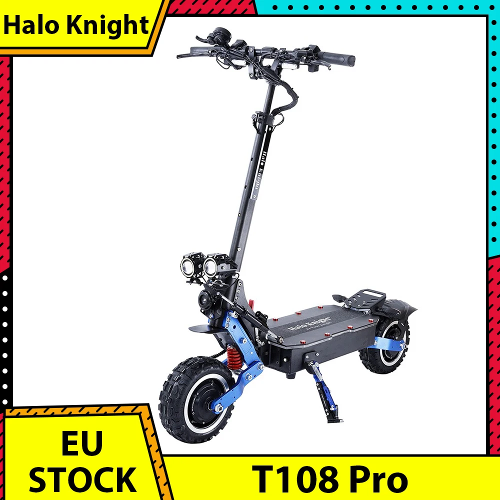 Halo Knight T108 Pro Electric Scooter 11 inch Off-Road Tire 3000W*2 Motors 95Km/h Max Speed 60V 38.4Ah Battery 80KM Range IPX4