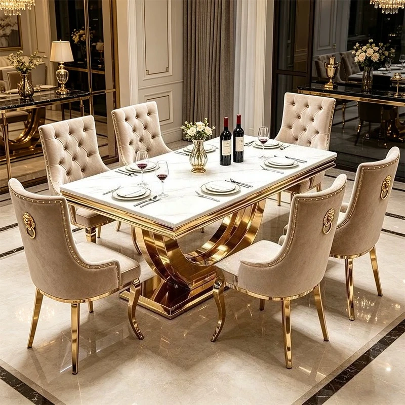 #Home Luxury marble dining table pliante beautiful style rectangular high end home dining tables and sets of 6 chairs furniture