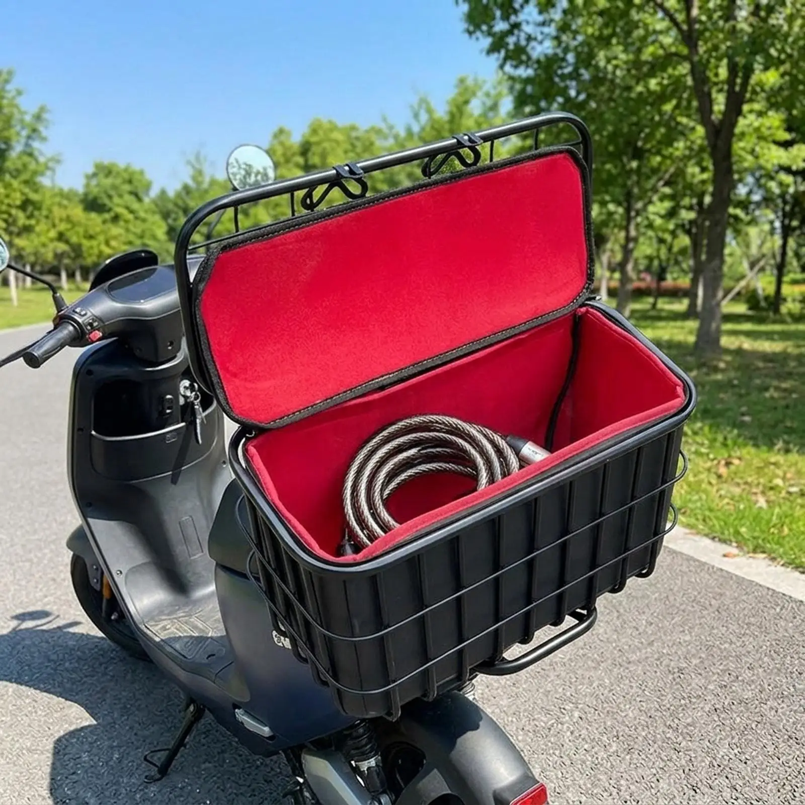

Electric Scooter Rear Basket Versatile Spacious Lightweight Riding Easy Installation Rear Cargo Rack with Cover Storage Basket