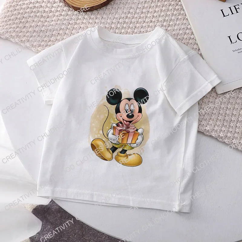 Disney Kinder T-Shirt neue Kawaii Mickey Minnie T-Shirts Cartoons für Mädchen Kleidung lässig Kid Boy Kurzarm Mode Tops