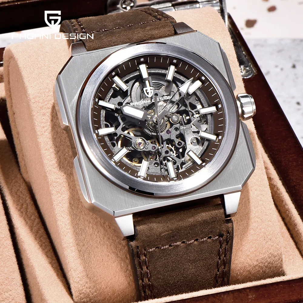 PAGANI DESIGN 2024 New 42MM Skeleton Men's Automatic Mechanical Watches Luxury Sapphire Glass 5ATM Waterproof Watch for Men