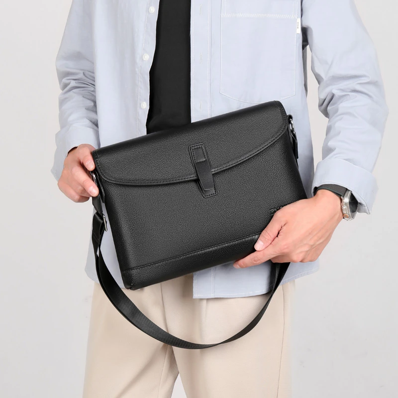 2026 new Genuine Leather Men's Business Commuting Side Bag Crossbody Bag cowhide Shoulder Messenger Bags Sling Bag Male bag 0A