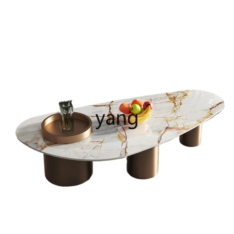 Yjq  rock slab coffee table living room home minimalist modern special-shaped villa wabi sabi wind coffee table combination