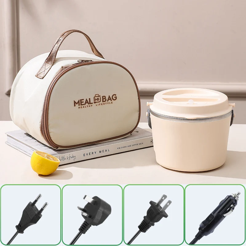 

220V 110V Electric Lunch Box 12V 24V Car Truck Picnic Portable Thermostat Food Heated Warmer Bento Box Set Stainless Steel Set