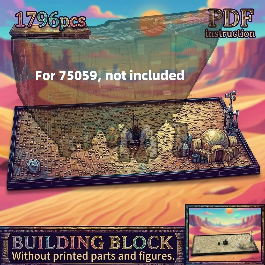 

Sci Fi Settlement Desert Planet Outpost Micro Landscape Sand Dune Base For 75059 Star Movie Stand MOC Block Model