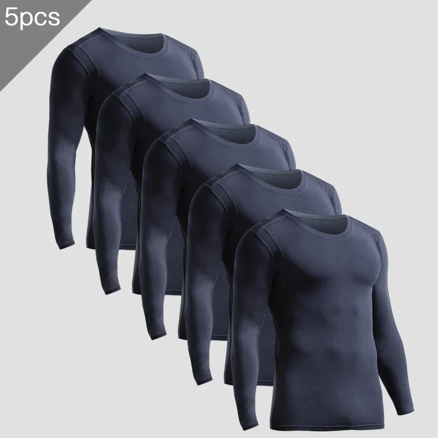 5PCS Man long male v-neck modal thermal underwear long-sleeved top thin jacket cotton sweater in winter