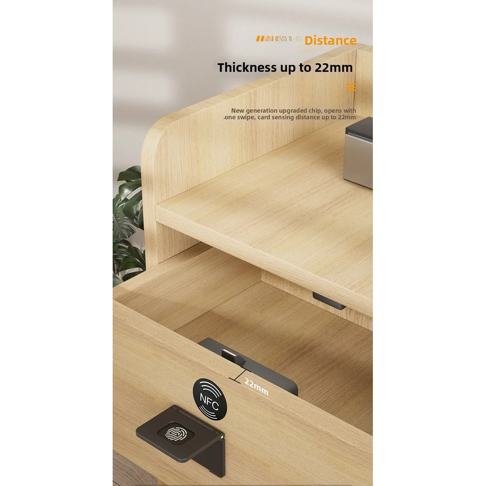 No Drill Touchless Cabinet Lock for Drawers Doors 22mm Max Thickness For RFID NFC IC Card Compatible ABS Black