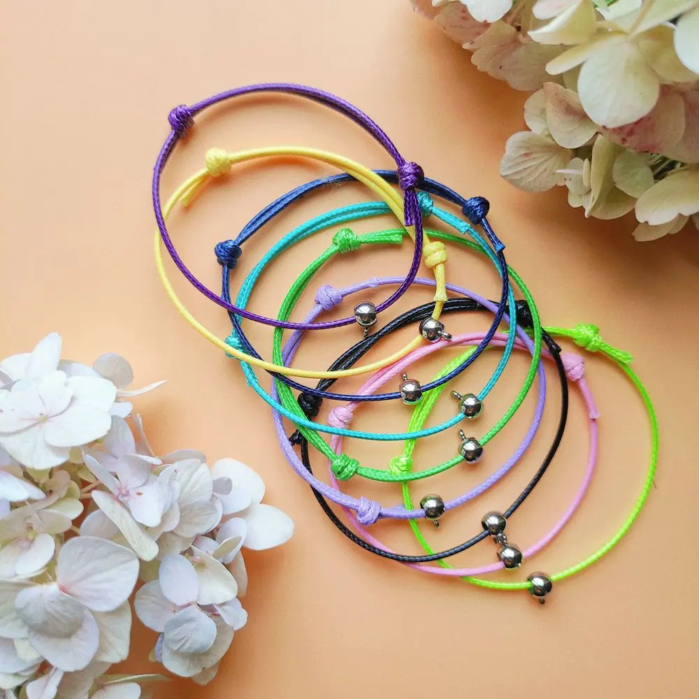 10pcs/Bag 38 Colors Handmade Korea Wax Cord  Adjustable Braid Macrame Friendship Bracelet with Dangle Bail Bead for DIY Craft