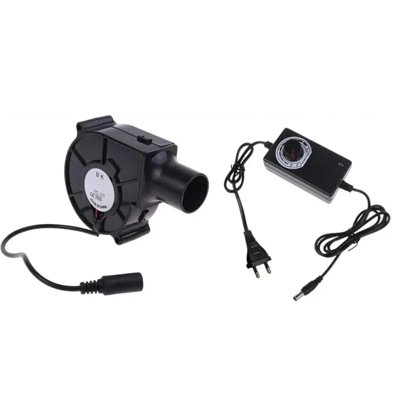 EU Plug BBQ Fan Air Blower High Velocity Air Mover Quiet DC Powered Fan Variable Speed Controller Picnic Barbecue Tool