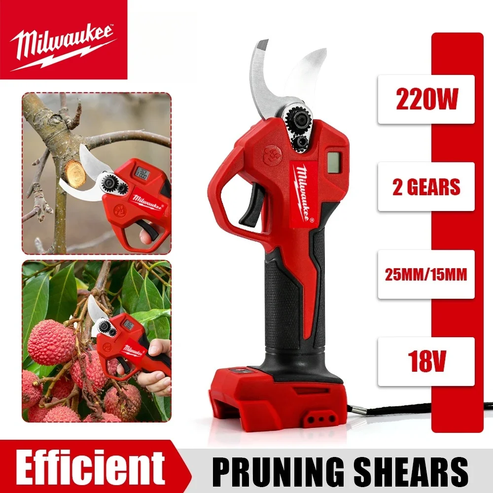 

2025 Milwaukee 25mm Brushless Electric Scissors Cordless Handheld Orchard Shrub Pruning Tree Branches Cutter For 18V Battery Pin