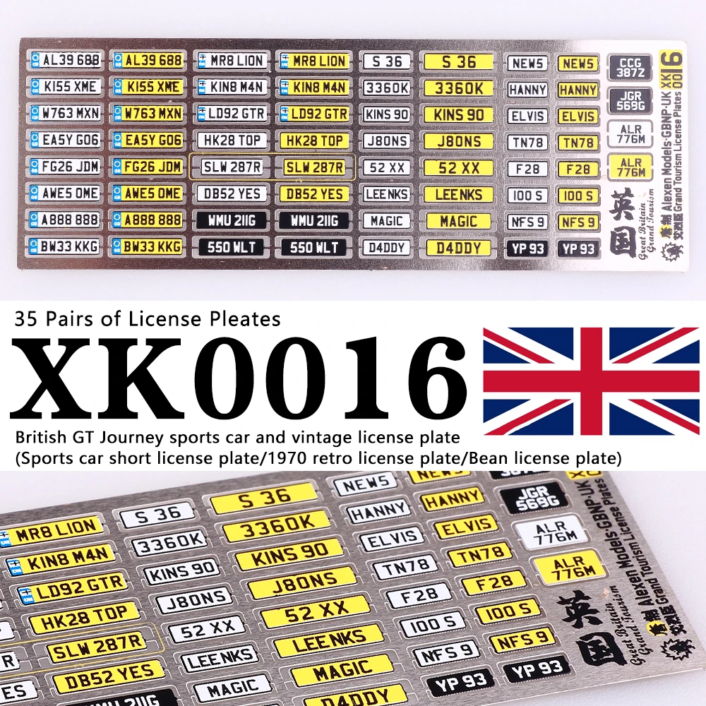 1:64 Legierung Auto Modell Alexen XK0001-XK0023 Metall Nummernschild Nummernschild 1/64 Modell Zubehör Herstellung Werkzeuge Hobbyist DIY