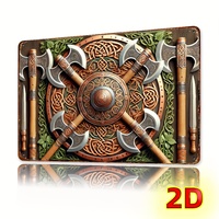 Viking Axe and Shield  Wall Art - Intricate Wrought Iron Metal Sign with Knot Design, Waterproof Home Decor for Living Room, Caf