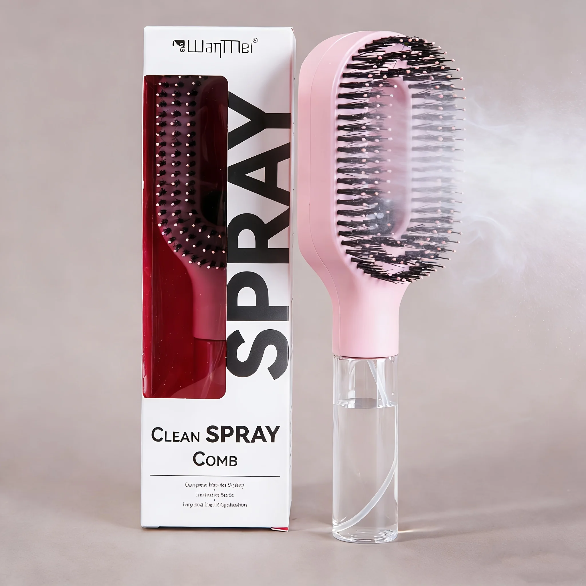 WANMEI 2-in-1 Hairbrush - Innovative spray brush, suitable for styling both wet and dry hair - Tangle-free bristles.