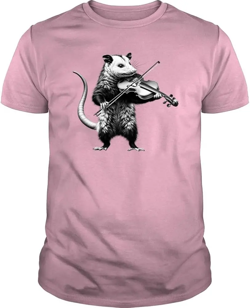 Vintage Possum Opossum Playing Violin Violist Violin Player  Anime Graphic T-shirtsY2K tops Unisex Summer Short Sleeve