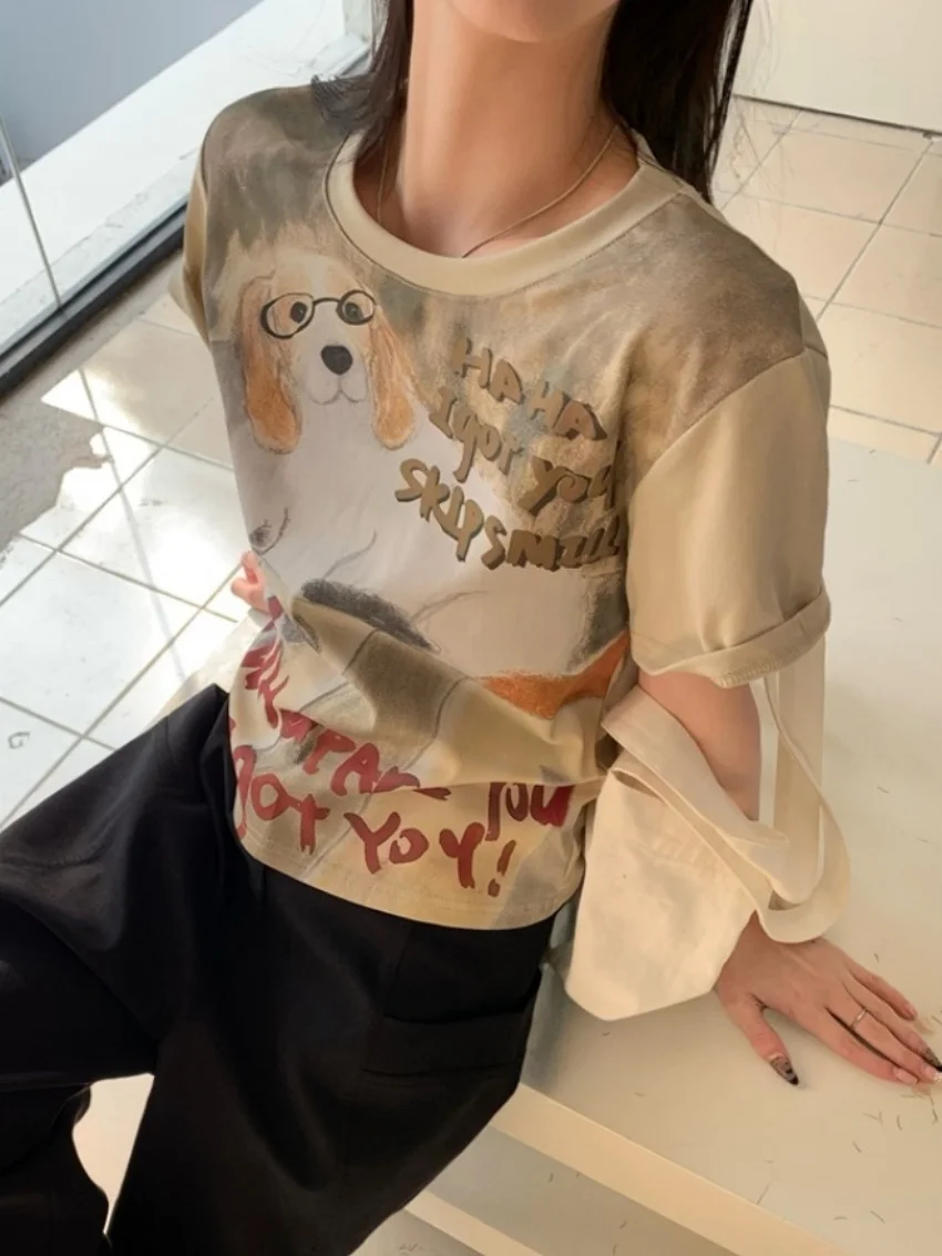 Alien Kitty 2025 달콤한 만화 티셔츠 여성 빈티지 느슨한 새 여름 짧은 소매 세련된 하이 스트리트 캐주얼 모든 경기 티셔츠