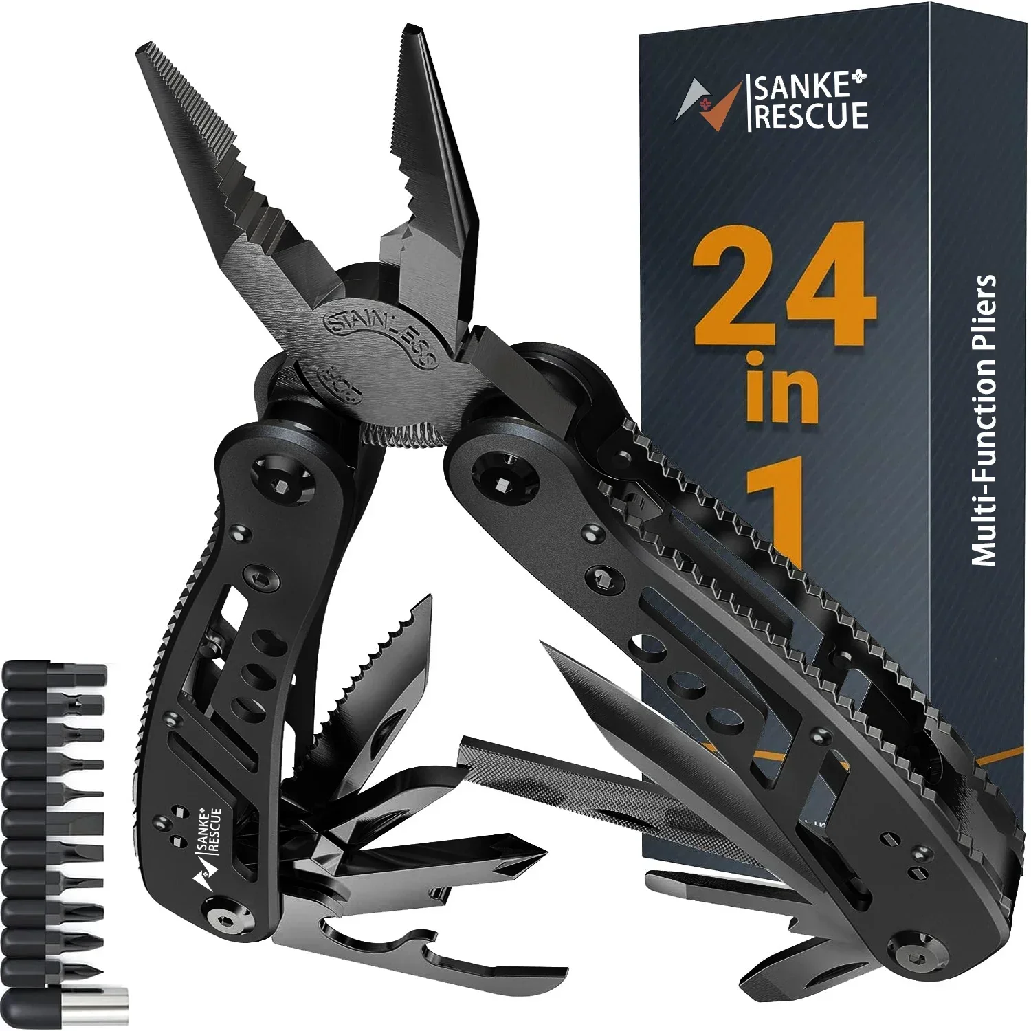 Více účelové nářadí 24-in-1 multitools kleště s ​professional multi-tool pro přežití kemping a hon dárky pro muži táta hus pás