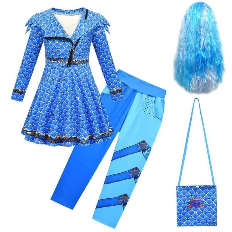 D-descendentes 4 Disfraz de princesa azul Cosplay Cenicienta Chloe Vesti la reina de corazones Bridget Pink Set x;2,f;5.n;