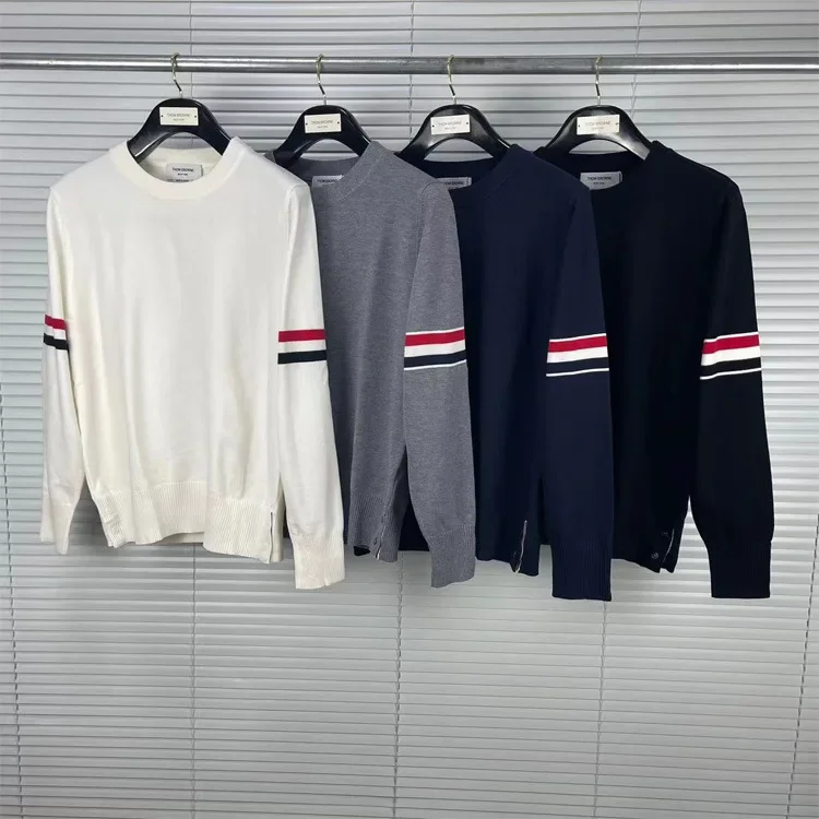 TB Tom Autumn/Winter New Round Neck Double-Sided Wool Long Sleeve Sweater Casual Fashionable Versatile For Men And Women