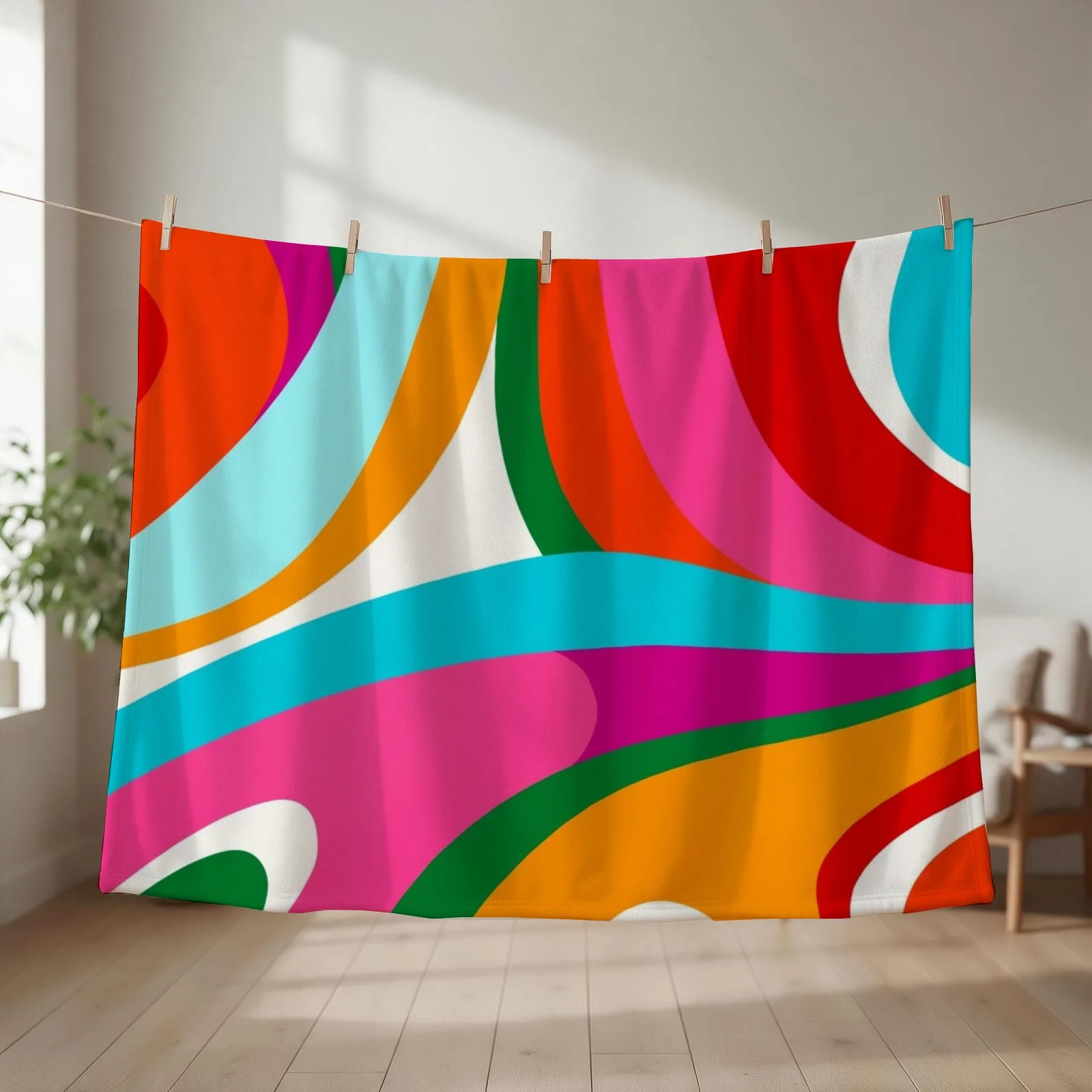 Colorful Mid Century Abstract 2 Throw Blanket Blankets For Baby Thermals For Travel Beach Cute Blankets