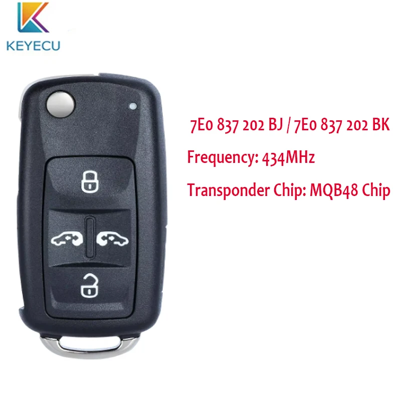 KEYECU Smart Remote key Fob for VW Volkswangen Multivan Sharan 2011 -2017 7E0 837 202 K MQB48 Chip 5Buttons